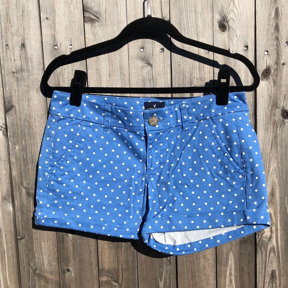 American Eagle Blue Polka Dot Shorts